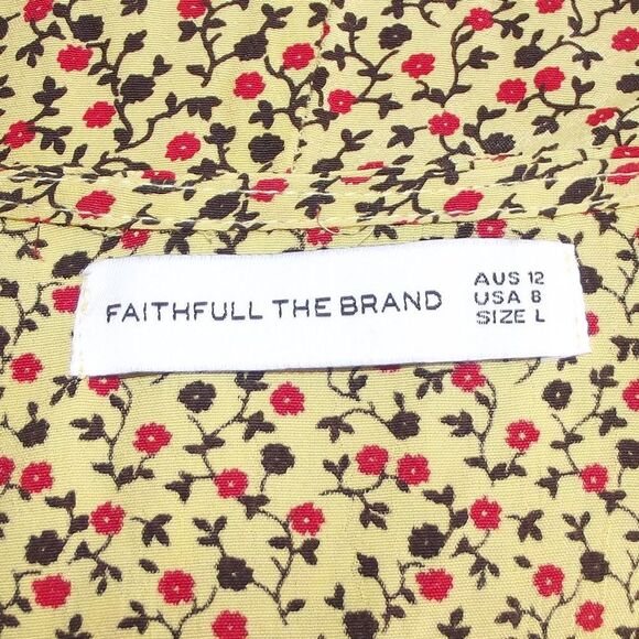 FAITHFULL THE BRAND Dress, 8, True Wrap, Short sleeves, Yellow/Floral print - Picture 12 of 13